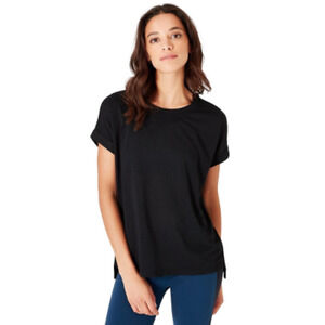 SWEATY BETTY Black Ab Crunch Tee Short Sleeve Activewear Top Women's Small